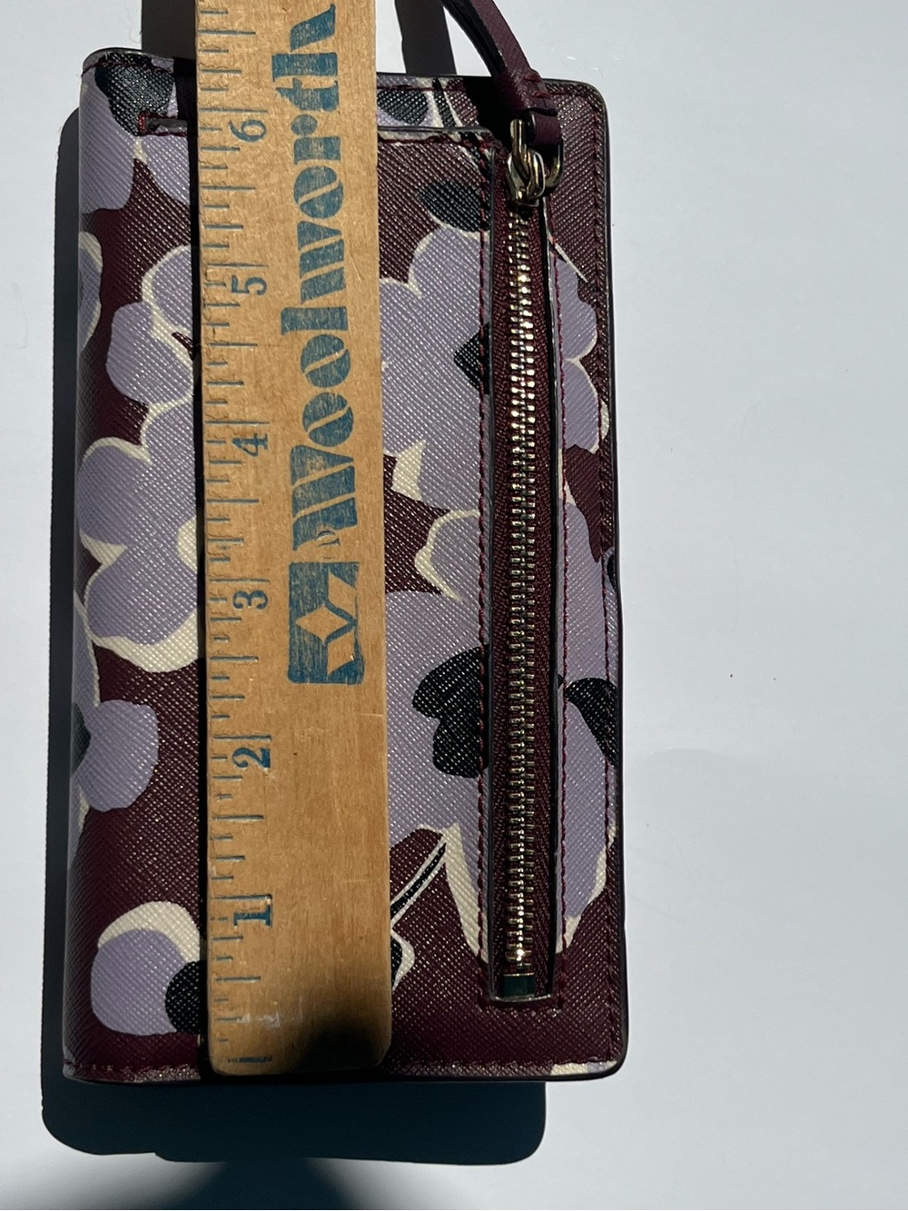 Kate Spade NY Cameron Floral Bouquet Bifold Wallet Snap brown purple floral - Picture 7 of 16